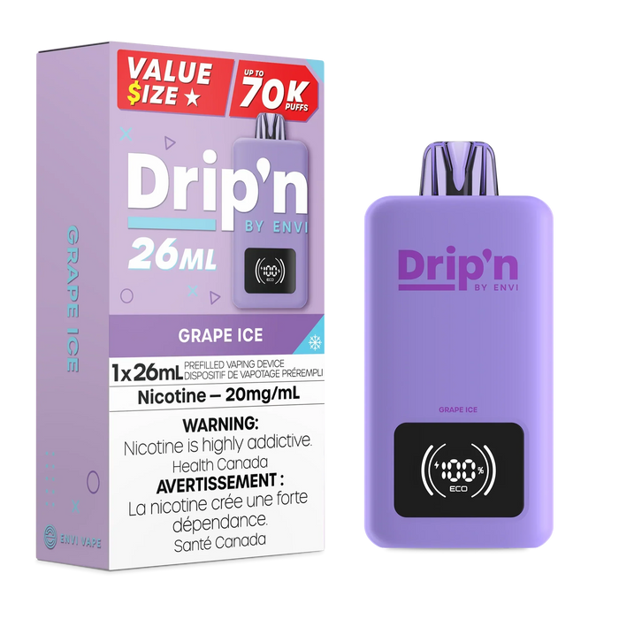Drip'n by ENVI 70K Disposable - Grape Ice 20mg