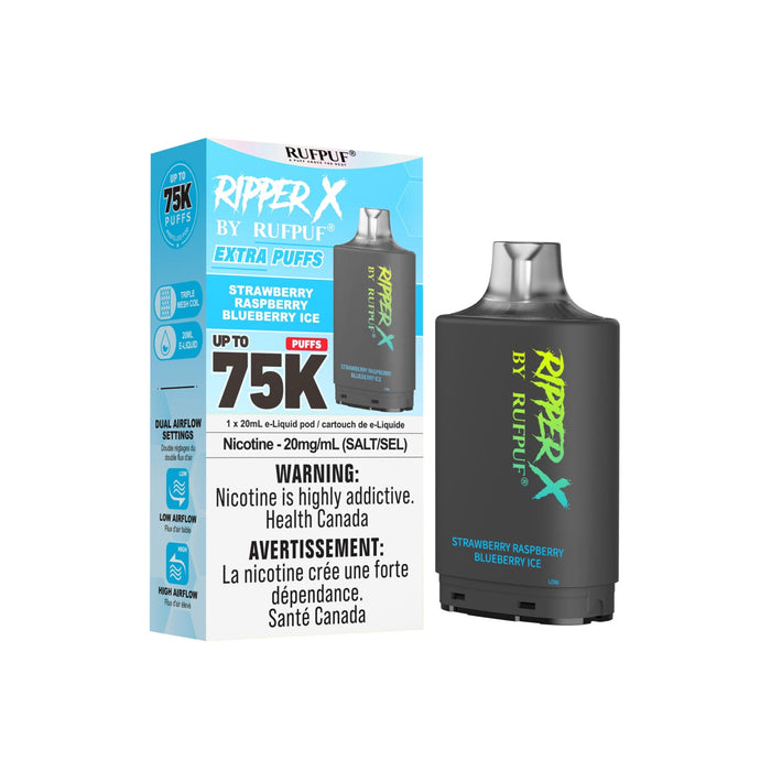 RIPPER X by RUFPUF 75K Pod - Strawberry Raspberry Blueberry Ice 20mg