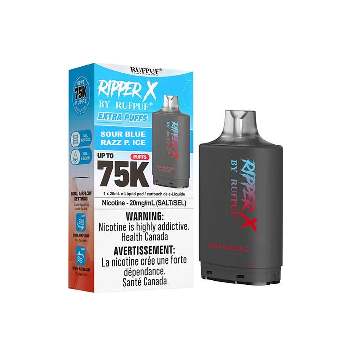 RIPPER X by RUFPUF 75K Pod - Sour Blue Razz P. Ice 20mg