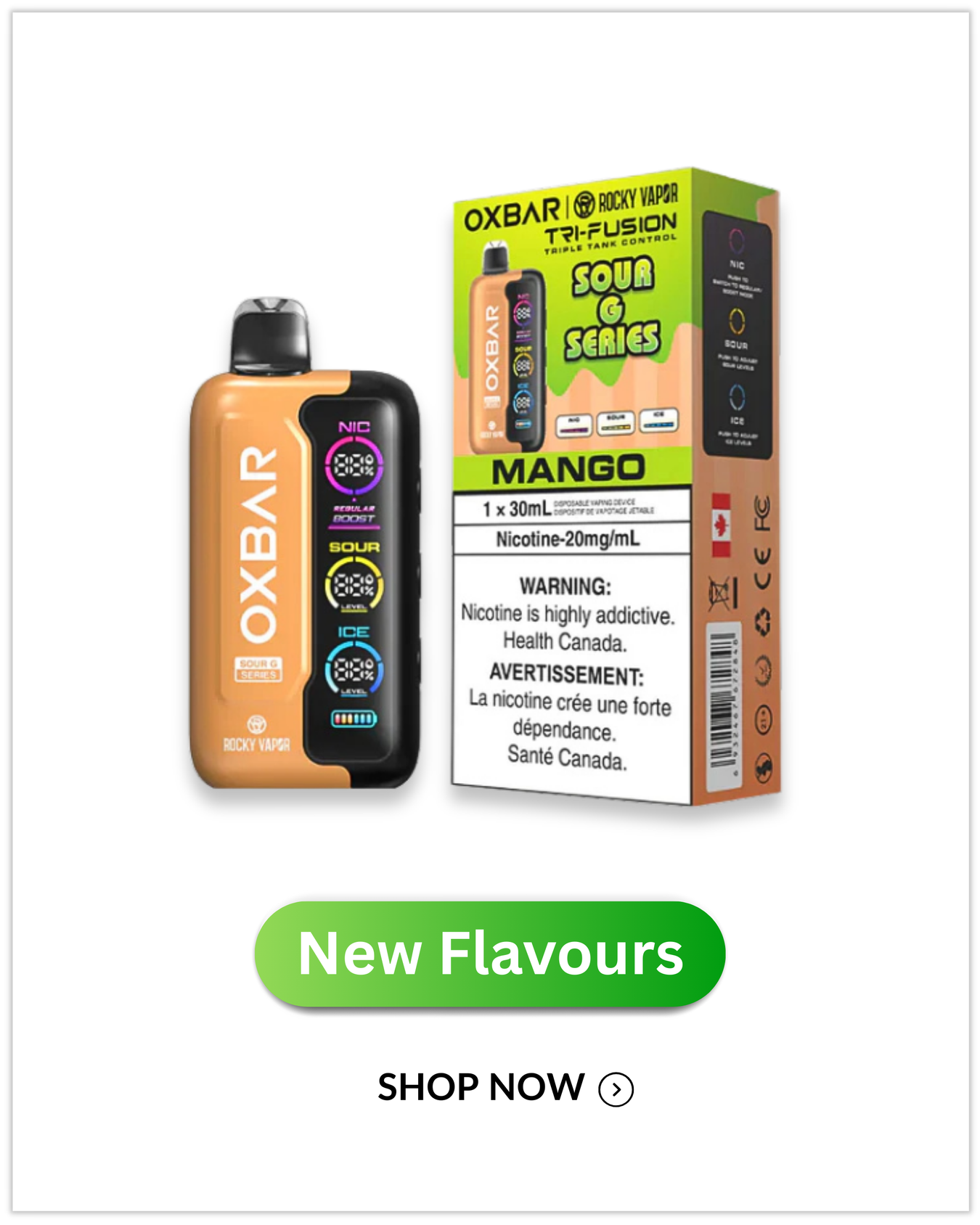 Rocky Vapor Oxbar Tri Fusion Disposables Sour G Series