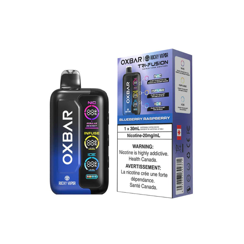 Rocky Vapor OXBAR Tri Fusion Disposable - Blueberry Raspberry 20mg