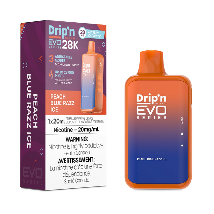 Drip'n by ENVI EVO Series 28K Disposable - Peach Blue Razz Ice 20mg