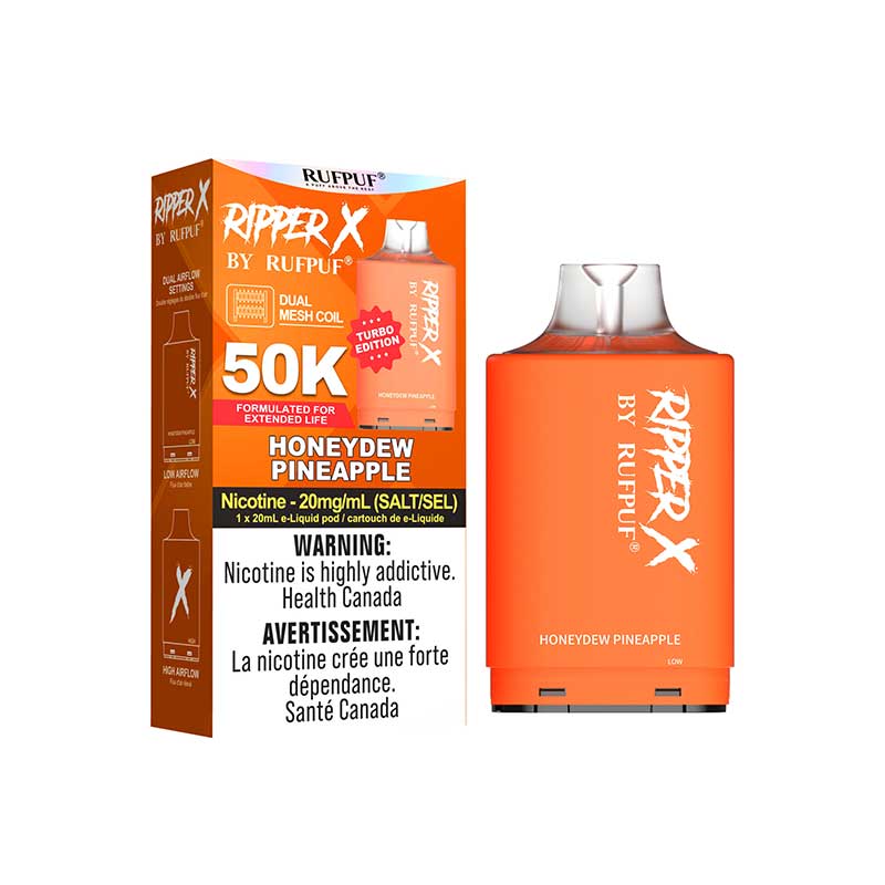 Red Ripper X Ruff Puff RIPPER X by RUFPUF 50K Pod - Honeydew Pineapple 20mg — Fat Panda Ontario