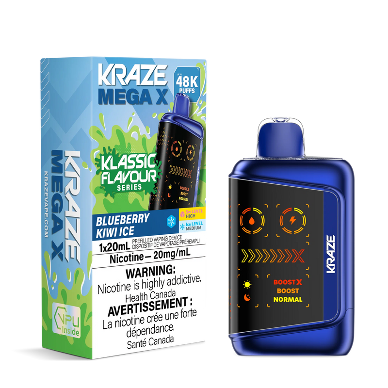 Kraze Mega X Klassic Disposable - Blueberry Kiwi Ice 20mg