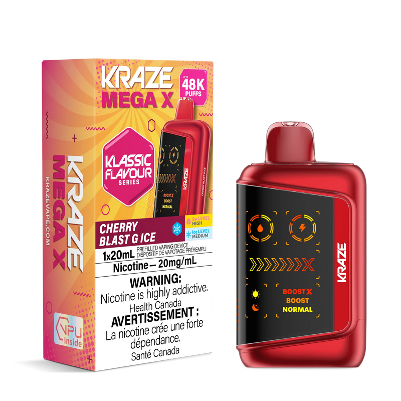 Kraze Mega X Klassic Disposable - Cherry Blast G Ice 20mg