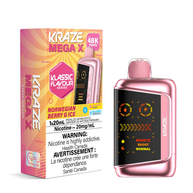 Kraze Mega X Klassic Disposable - Norwegian Berry G Ice 20mg