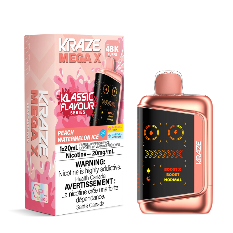Kraze Mega X Klassic Disposable - Peach Watermelon Ice 20mg