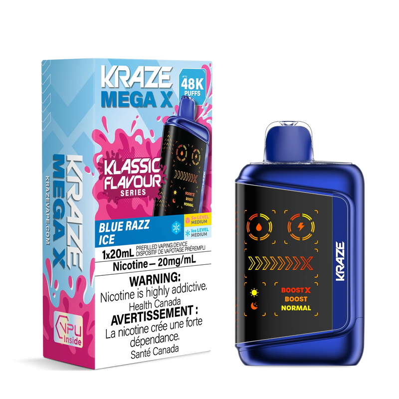 Kraze Mega X Klassic Disposable - Blue Razz Ice 20mg