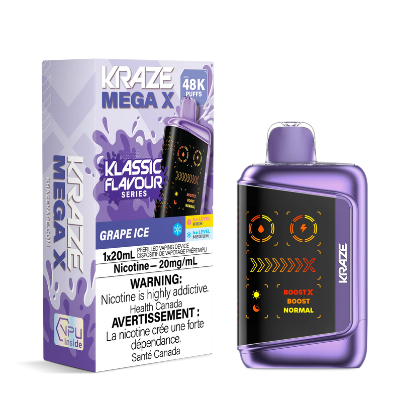 Kraze Mega X Klassic Disposable - Grape Ice 20mg