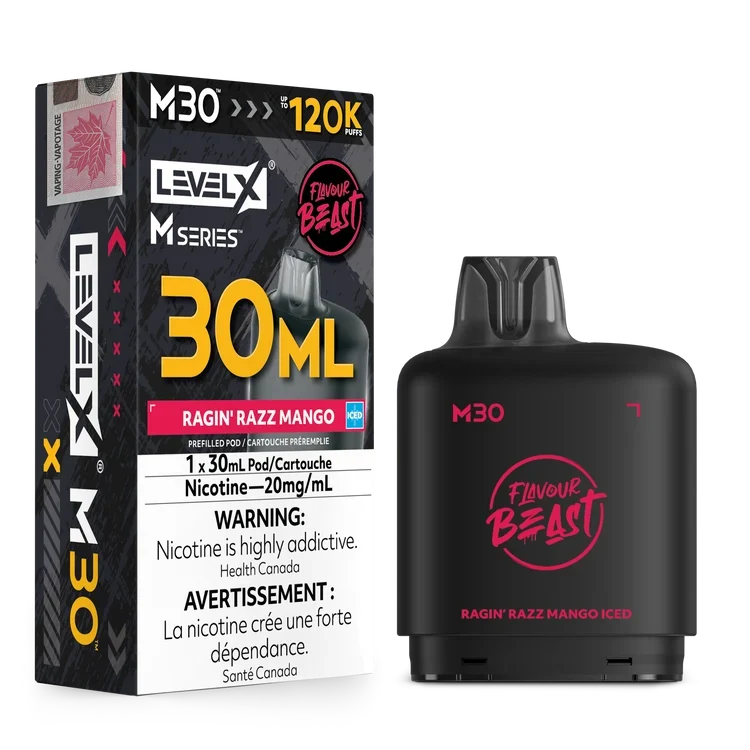Level X M Series Flavour Beast Pod 30ml - Ragin’ Razz Mango Iced 20mg
