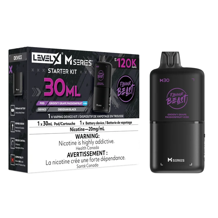 Level X M Series Flavour Beast Kit - Groovy Grape Passionfruit Iced 20mg