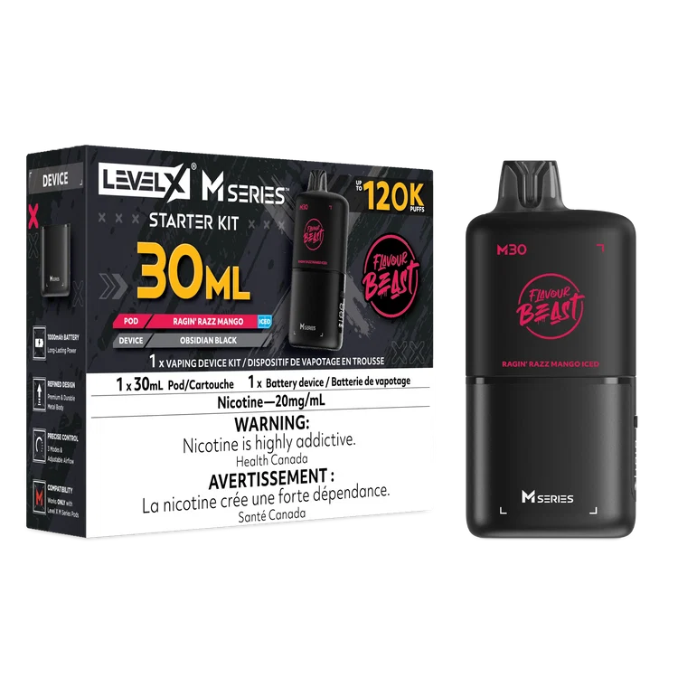 Level X M Series Flavour Beast Kit - Ragin’ Razz Mango Iced 20mg