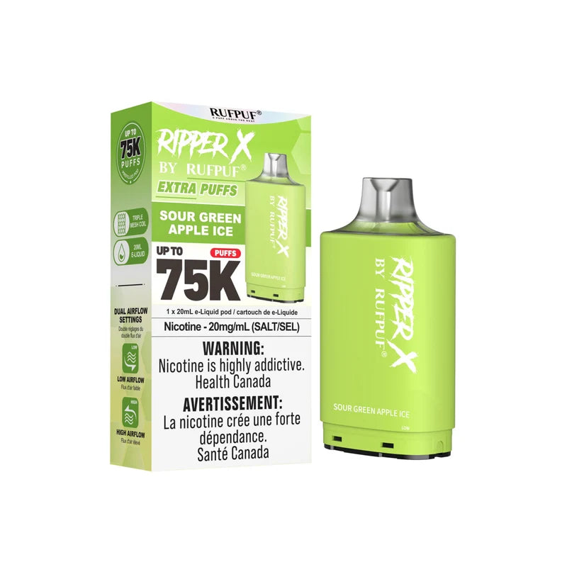 RIPPER X by RUFPUF 75K Pod - Sour Green Apple Ice 20mg