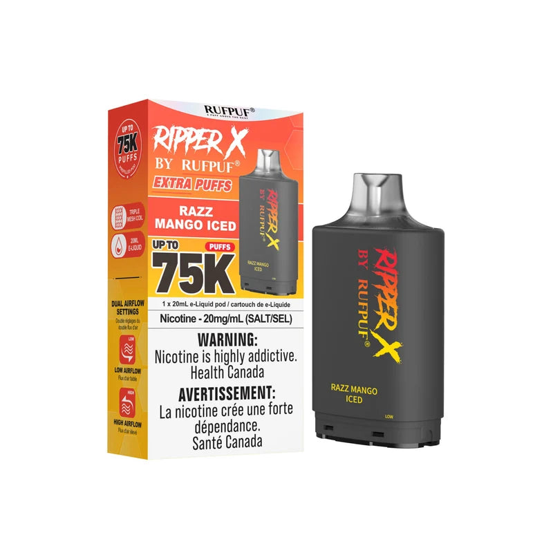 RIPPER X by RUFPUF 75K Pod - Razz Mango Iced 20mg