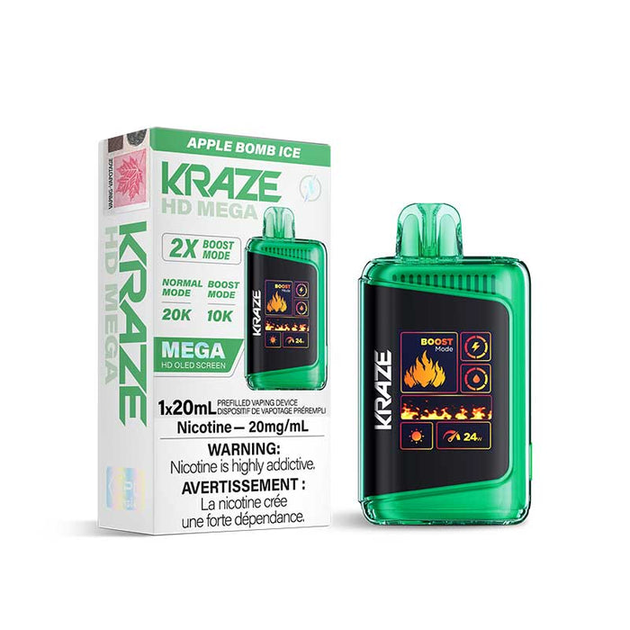 Kraze HD Mega Disposable Apple Bomb Ice 20mg