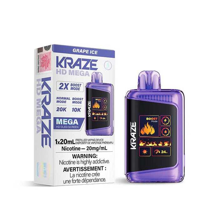 Kraze HD Mega Disposable Grape Ice 20mg