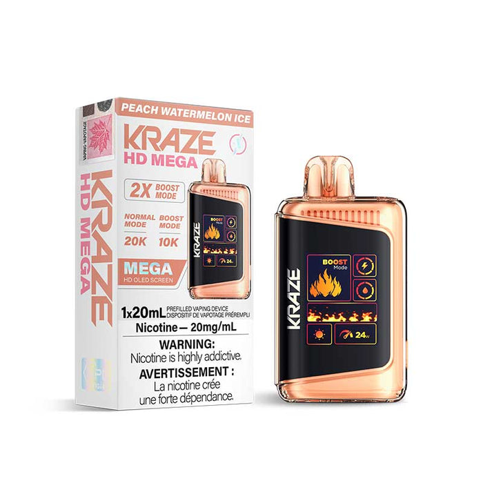 Kraze HD Mega Disposable Peach Watermelon Ice 20mg