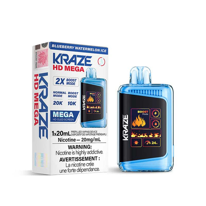 Kraze HD Mega Disposable Blueberry Watermelon Ice 20mg