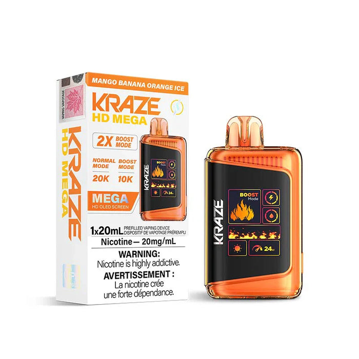 Kraze HD Mega Disposable Mango Banana Orange Ice 20mg