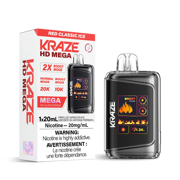 Kraze HD Mega Disposable - Red Classic Ice 20mg