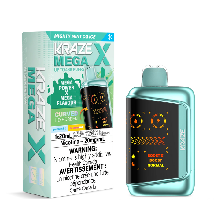 Kraze Mega X Disposable - Mighty Mint CG Ice 20mg