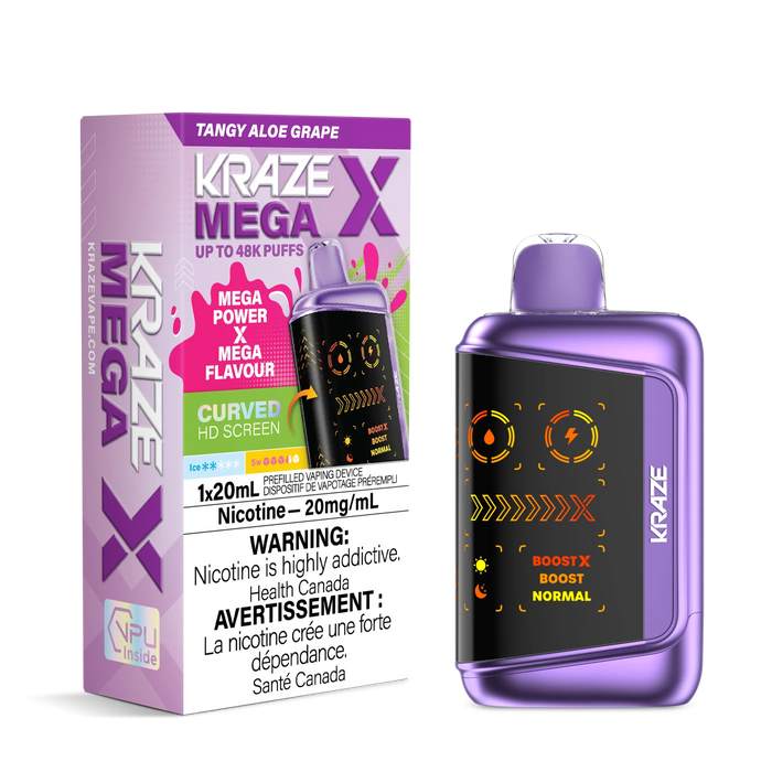 Kraze Mega X Disposable - Tangy Aloe Grape 20mg
