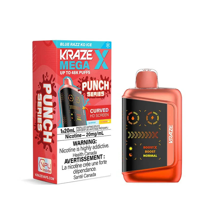 Kraze Mega X Disposable - Blue Razz KO Ice 20mg