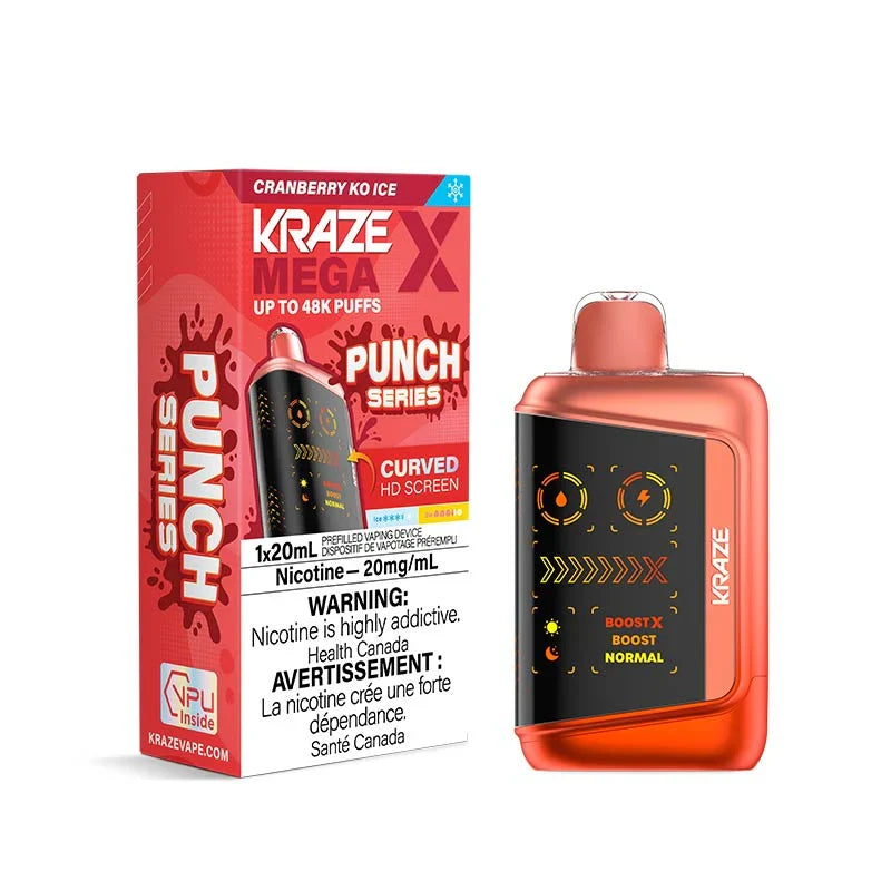 Kraze Mega X Disposable - Cranberry KO Ice 20mg