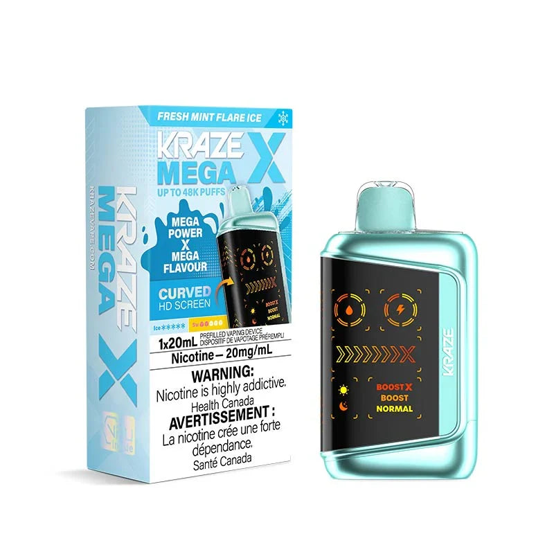 Kraze Mega X Disposable - Fresh Mint Flare Ice 20mg