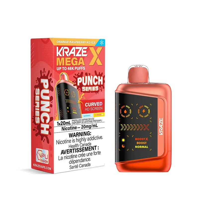 Kraze Mega X Disposable - Orange Raspberry KO Ice 20mg