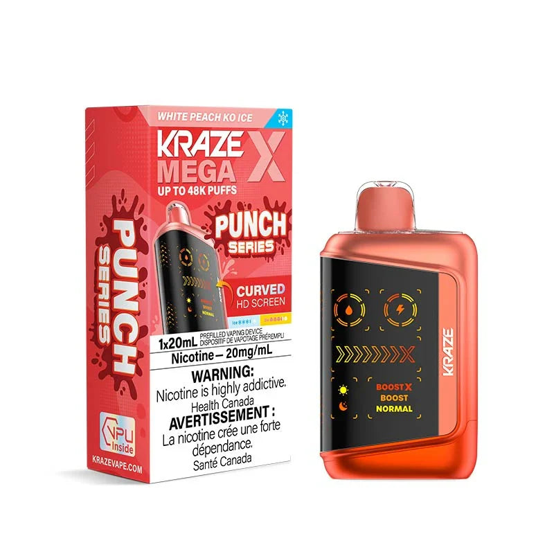 Kraze Mega X Disposable - White Peach KO Ice Ice 20mg