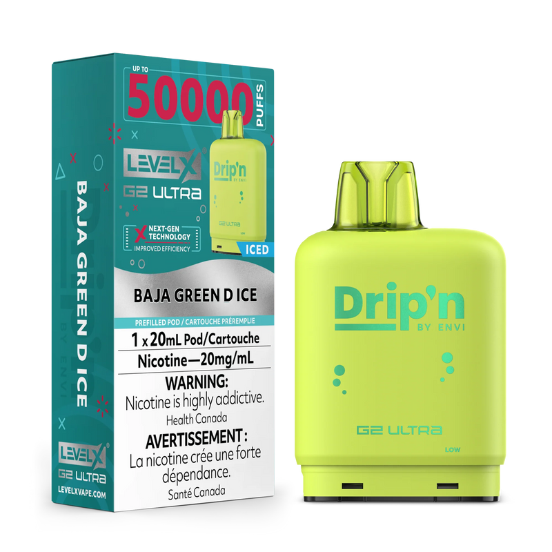Level X Drip'n G2 Ultra Pod - Baja Green D Ice 20mg