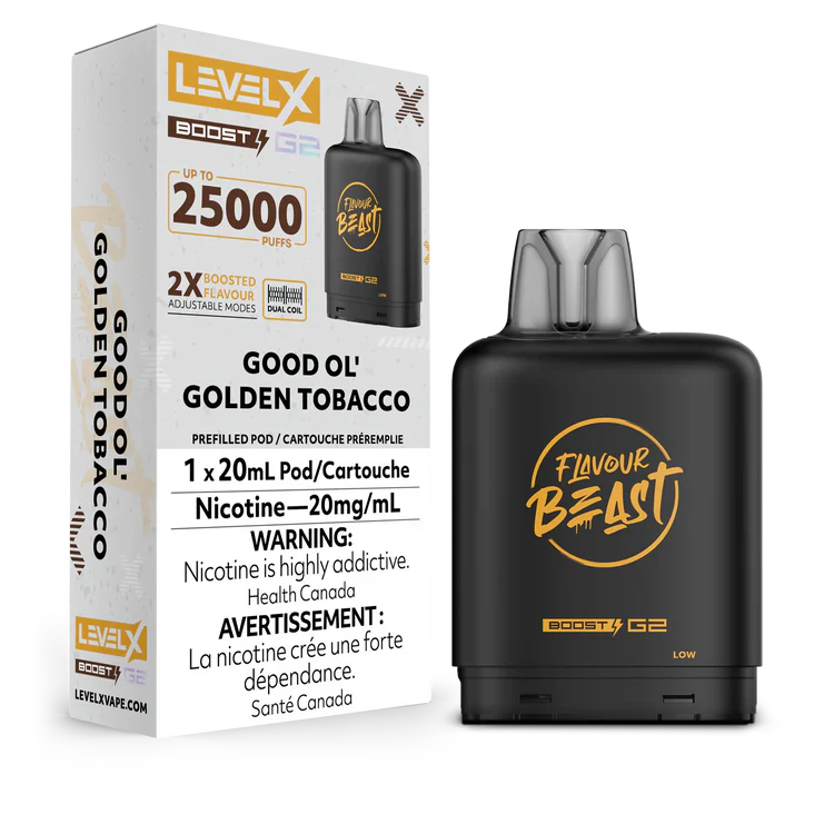 Level X Flavour Beast Boost G2 - Good Ol' Golden Tobacco 20mg
