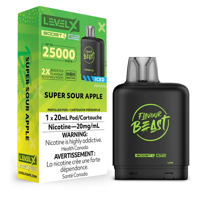 Level X Flavour Beast Boost G2 - Super Sour Apple 20mg