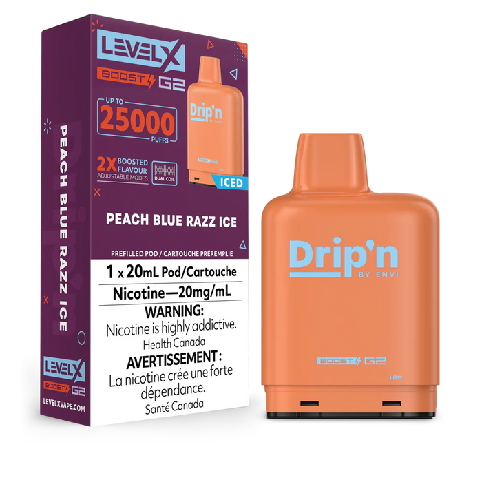 Level X Drip'n Boost G2 - Peach Blue Razz Ice 20mg