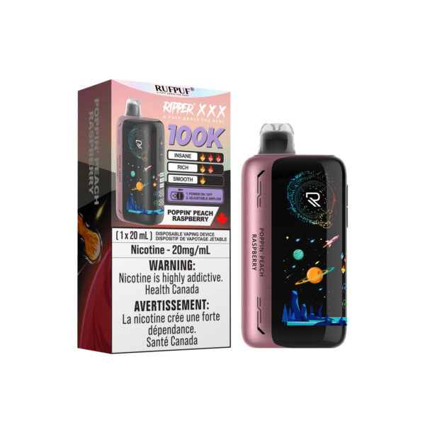 Ripper XXX 100K Disposable - Poppin Peach Raspberry 20mg