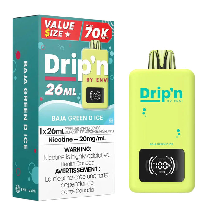 Drip'n by ENVI 70K Disposable - Baja Green D Ice 20mg