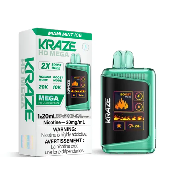 Kraze HD Mega Disposable - Miami Mint Ice 20mg