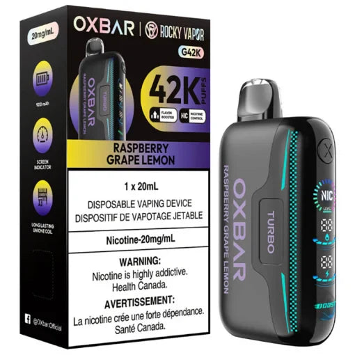 Rocky Vapor OXBAR G42K Disposable - Raspberry Grape Lemon 20mg