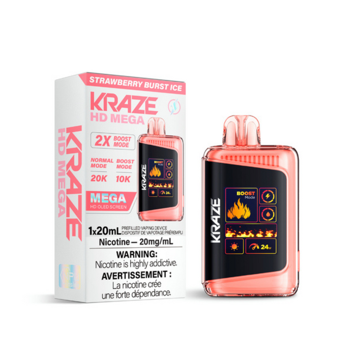 Kraze HD Mega Disposable Strawberry Bursts Ice 20mg